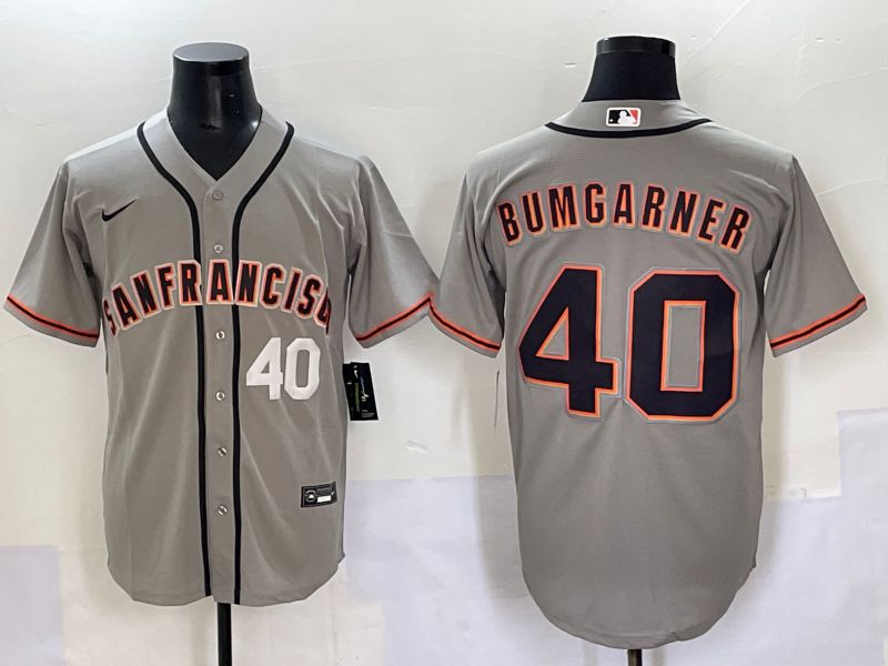Men 2025 San Francisco Giants #40 Bumgarner Grey Game Nike MLB Jersey style 7